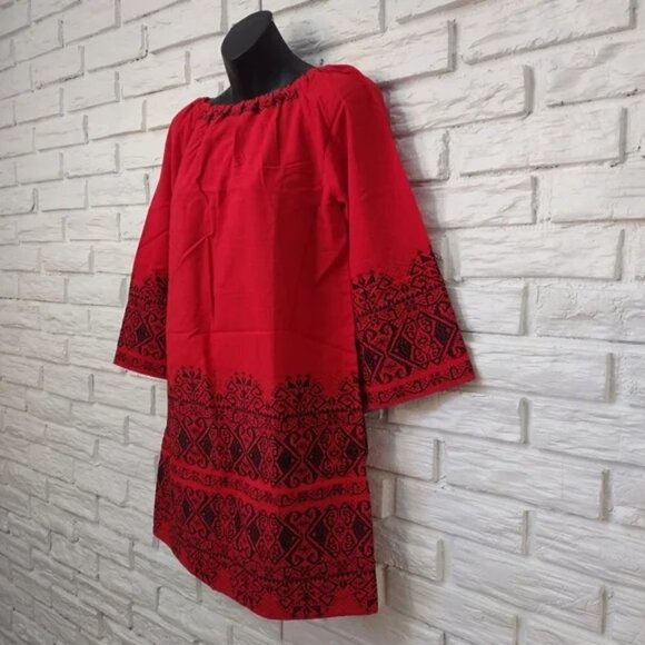 EL GRECO Red Embroidered Dress Size 1 NWOT - Picture 4 of 11